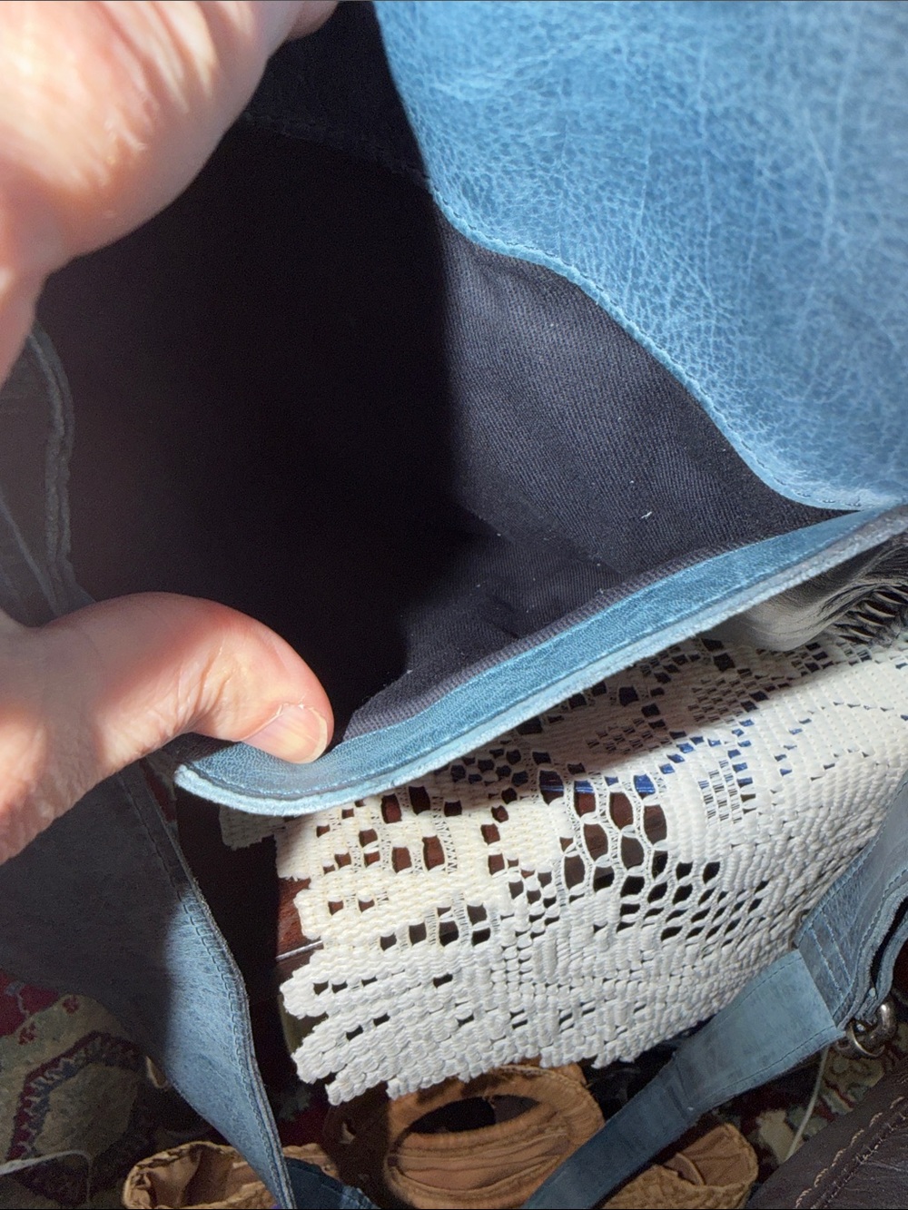 Latico Brynn Denim  Blue Leather Crossbody Bag - Picture 10 of 13